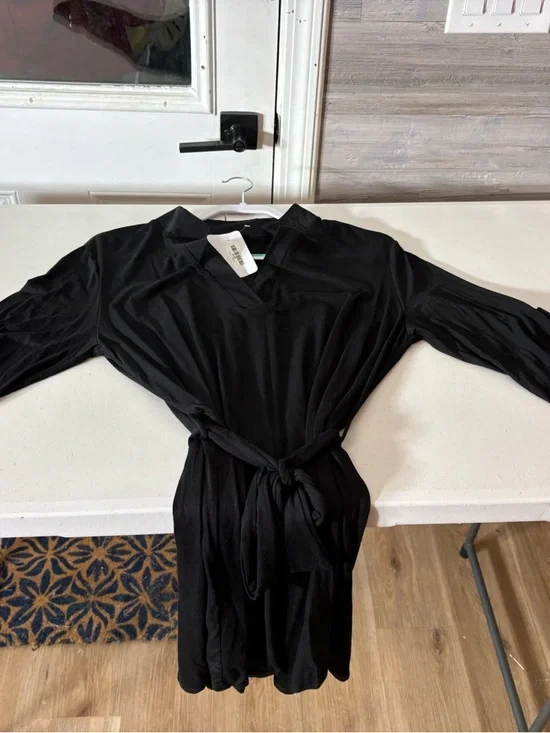 HEIMISH USA Black V-Neck Belted Mini Dress 1306 - Picture 4 of 10